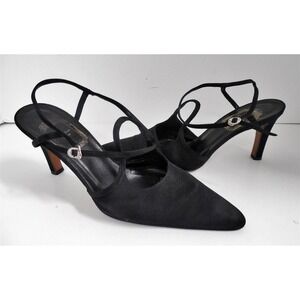 Christian Dior Black Satin‎ Ankle Strap Heels 37 Italy